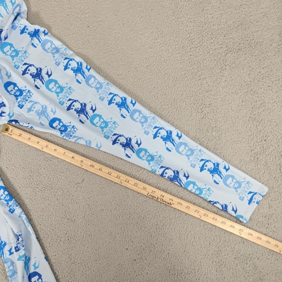 Asaali Jean Co Leggings Womens Small Blue White Mugshot Print Stretch Pants - Picture 9 of 10